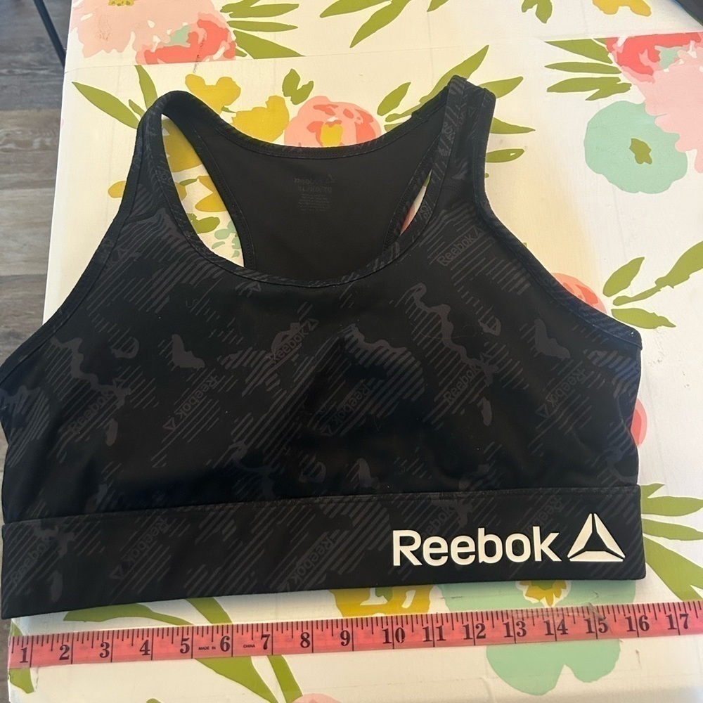 Reebok XL black and gray sports bra with removable pads